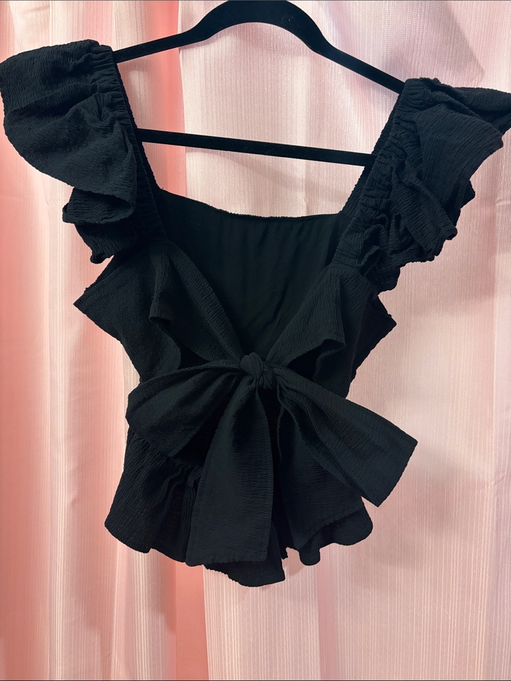 Alya Black Ruffle Tie-Back Peplum Camisole - Picture 2 of 2